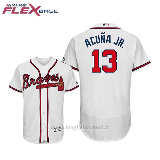 Maglia Baseball Uomo Atlanta Braves Ronald Acuna Jr. Flex Base Autentico Collezione 1ªBianco